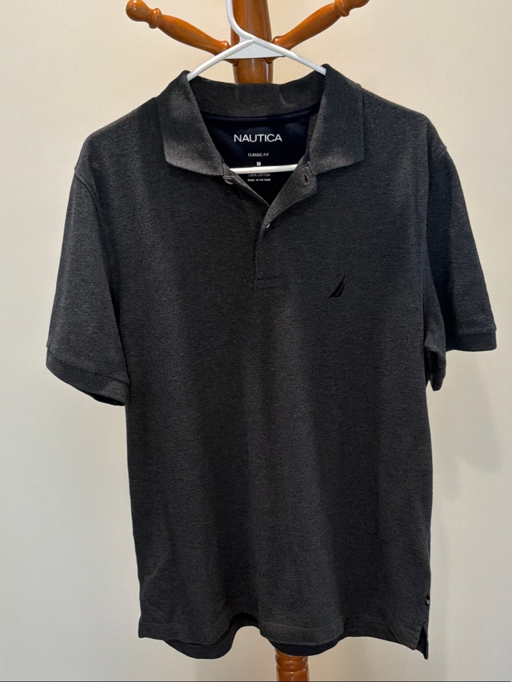 Nautica Men's charcoal  greyShort-Sleeve Polo Shirt size medium